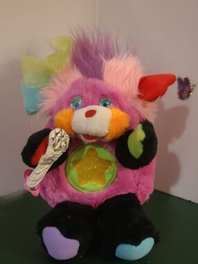 Vintage 1986 Punkster Rockstar Popples Kids Toy - Purple, Pink & Multicolor